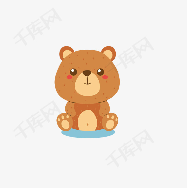 可爱的盘坐的呆萌小熊可爱的小熊呆萌的小熊卡通手绘静态的动物盘坐的