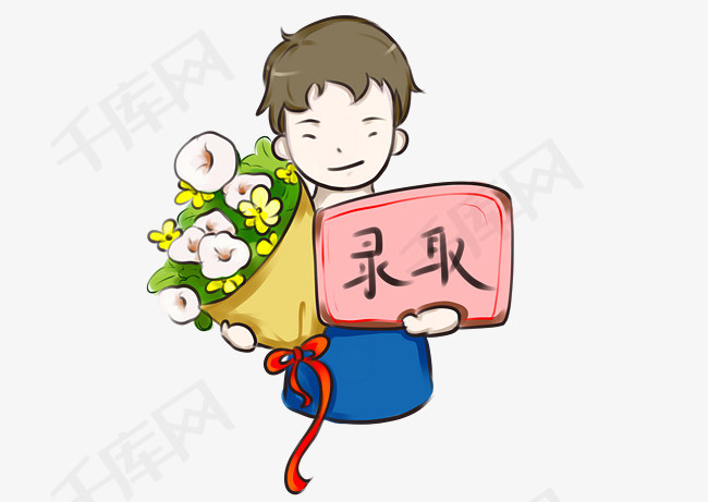 高考录取卡通手绘