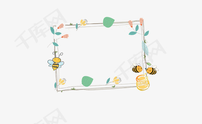 创意卡通蜜蜂花朵边框设计素材图片免费下载_高清psd