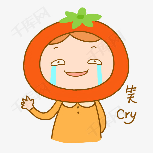 卡通小女孩可爱日常番茄手绘元素笑哭了藏獒表情女生图片