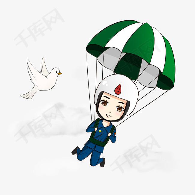 八一建军节解放军伞兵插画