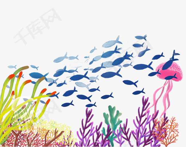 小清新手绘海洋生物插画