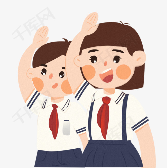 卡通少先队员敬礼插画卡通少先队员敬礼可爱儿童卡通人物插画