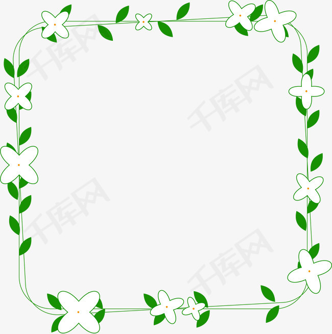 夏日清新绿色圆形可爱边框png