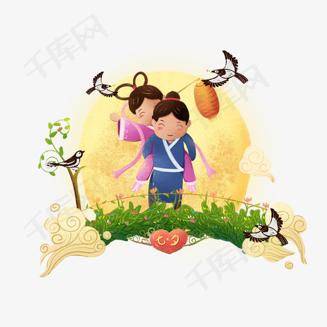 七夕情人节牛郎织女鹊桥汇背媳妇