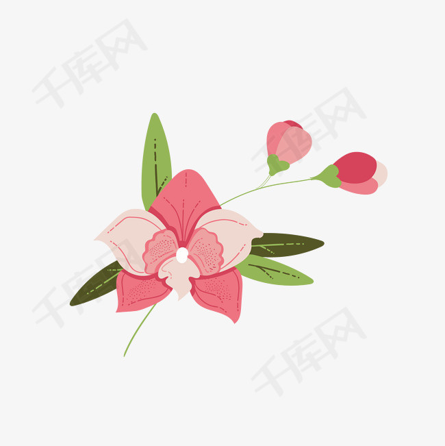 矢量卡通小清新花朵装饰插画
