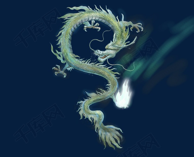 中国风原画厚涂翱翔的苍龙原创插画