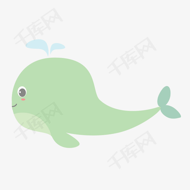 绿色卡通海底鲸鱼