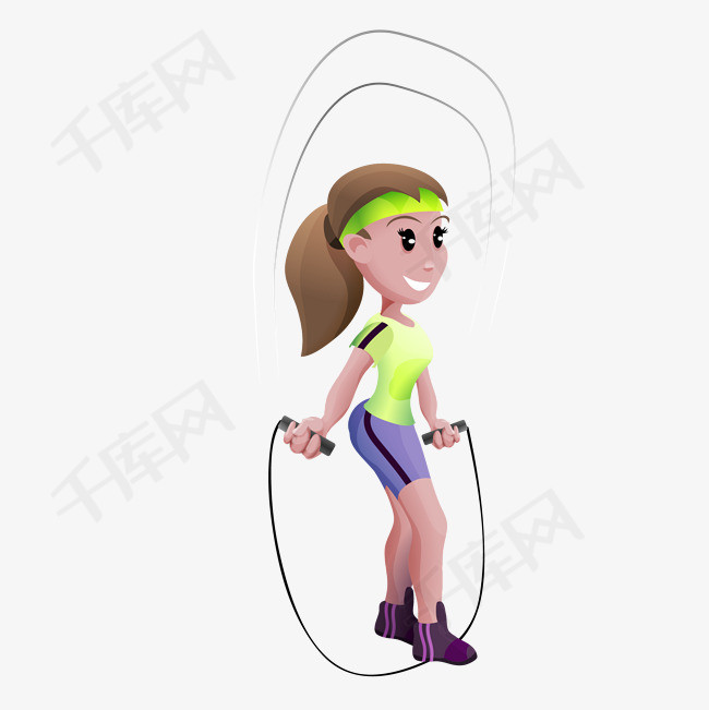 卡通女孩跳绳运动