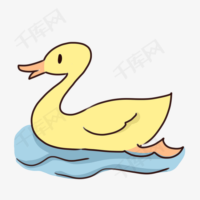 手绘卡通处暑游泳的鸭子