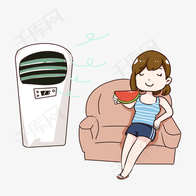 手绘卡通夏天凉爽的生活