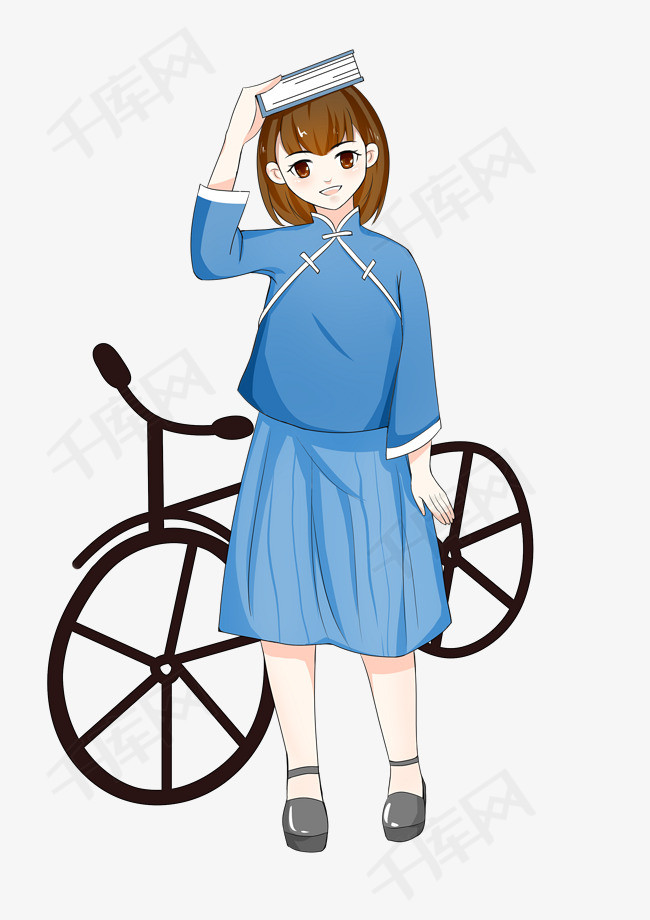 手绘民国时代服饰美女人物插画
