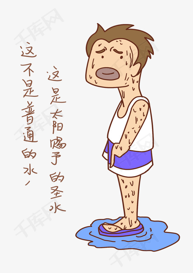 大暑表情汗流浃背人物插画