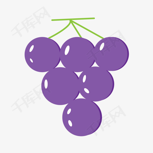 手绘紫色葡萄夏季水果矢量葡萄紫色葡萄夏季葡萄矢量水果卡通葡萄串