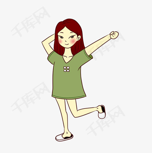 手绘卡通少女日常穿搭矢量免抠手绘可爱卡通少女