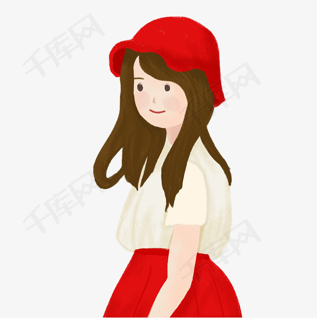 小清新带红帽的女孩
