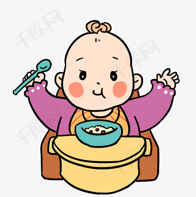 婴儿宝宝卡吃饭通手绘插画婴儿宝宝卡通插画卡通手绘插画小baby手绘