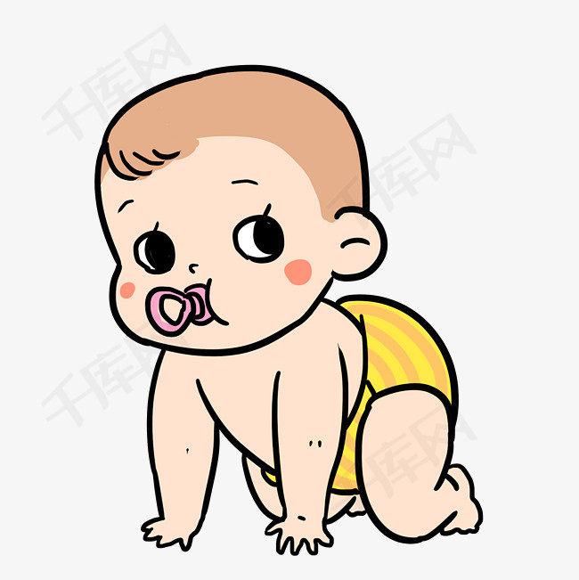 宝宝卡通插画卡通手绘插画小baby手绘可爱小孩插画吸奶嘴胖嘟嘟小孩