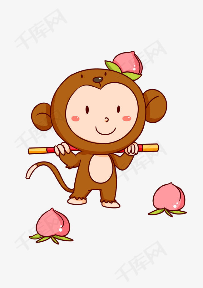 手绘十二生肖猴子插画