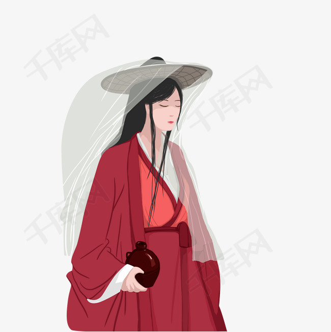 潇洒的侠女手绘原创高清图
