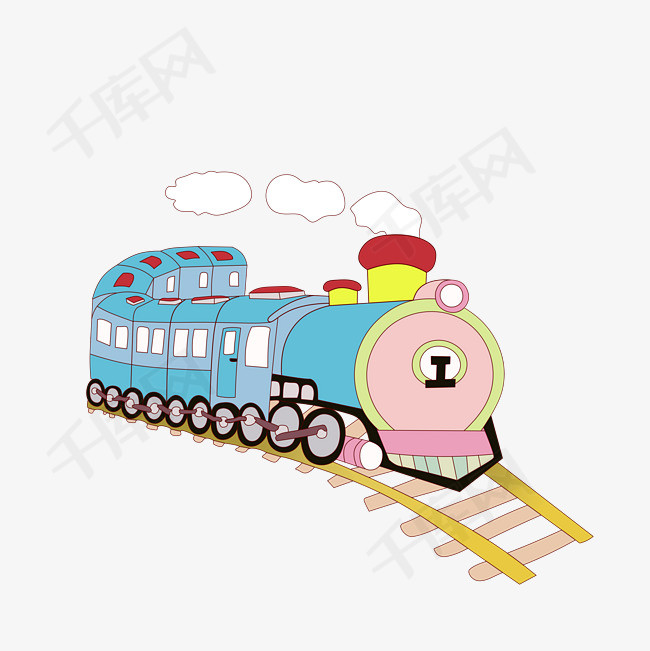 卡通手绘交通工具火车插画