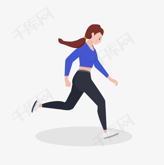 跑步女孩矢量插画下载素材图片免费下载_高清psd_千库
