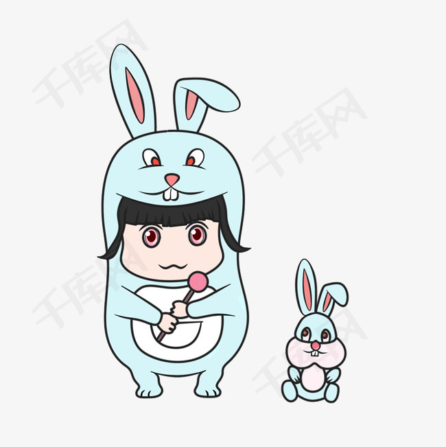 卡通动物卡通人物小女孩可爱小兔子