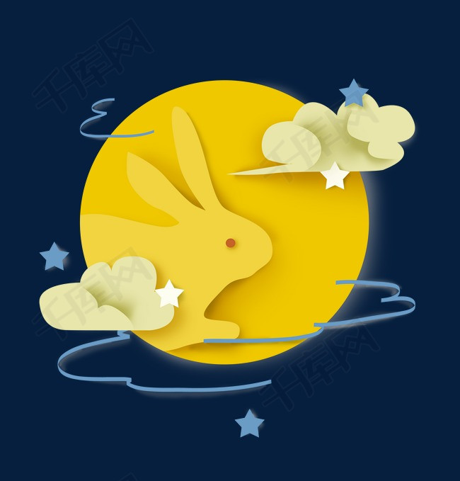 千库网 图片素材 中秋节兔子与月亮          