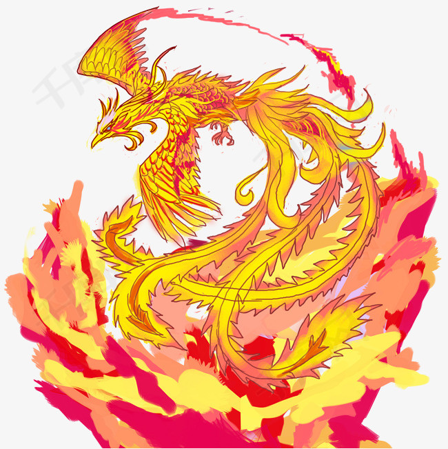 神兽火焰光红色凤凰涅盘重生