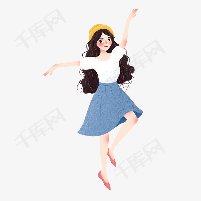 跳舞时尚女孩插画时尚跳舞女孩舞蹈女孩时尚女孩精致女孩可爱的跳舞