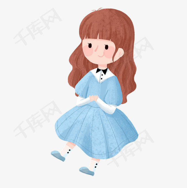 手绘蜡笔风洋娃娃女孩