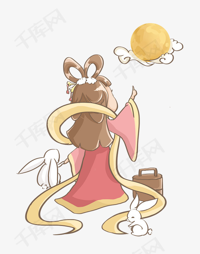 中秋节嫦娥奔月插画