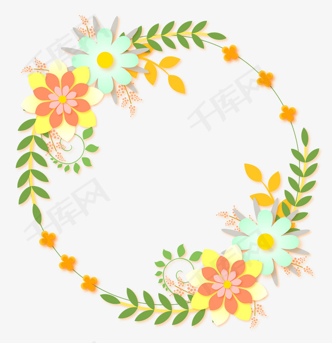 暖色系花环免抠图素材图片免费下载_高清psd_千库网