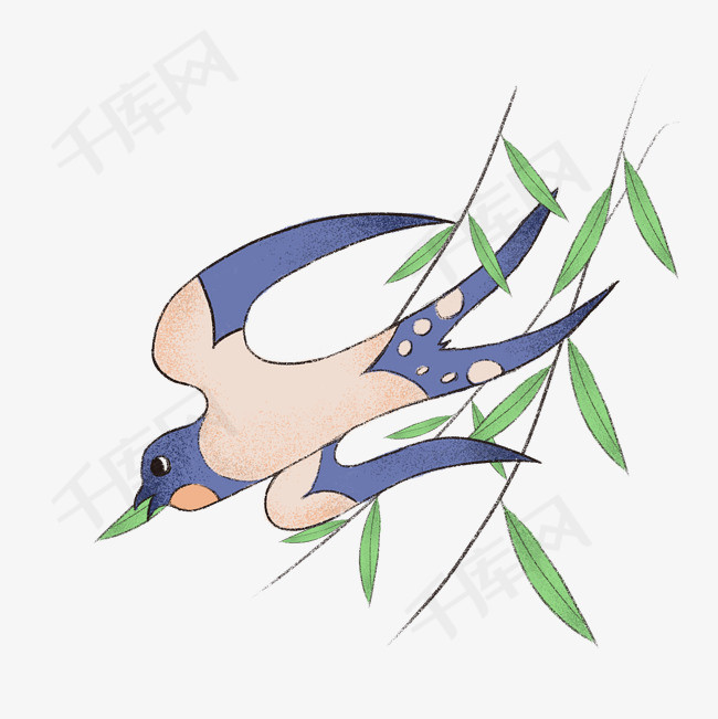 春天燕子手绘插画