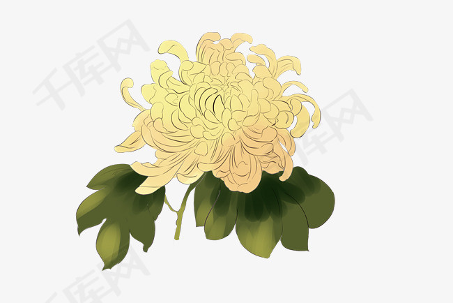 古风主题水墨画菊花插画