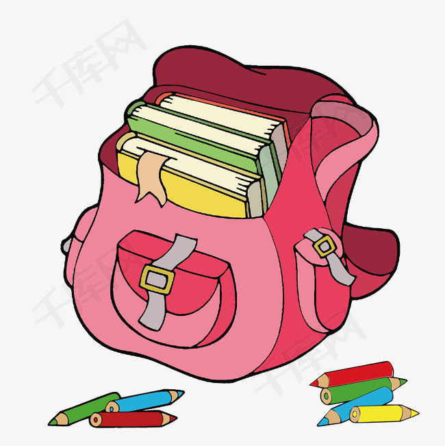 开学啦书包开学季手绘卡通开学啦书包温馨节日卡通简约中式创意简约