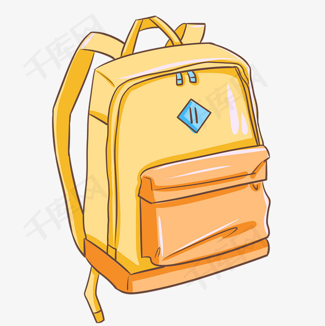 校园文具系列书包手绘插画