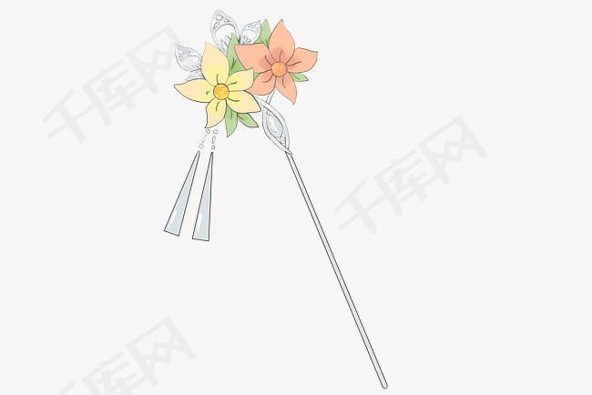 古风主题花簪手绘插画