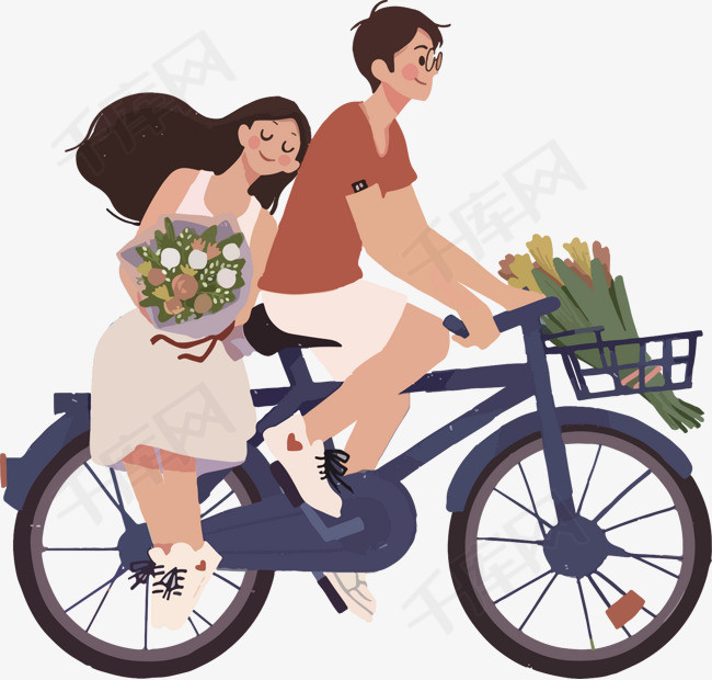 情人节骑单车少男少女素材图片免费下载_高清psd_千库