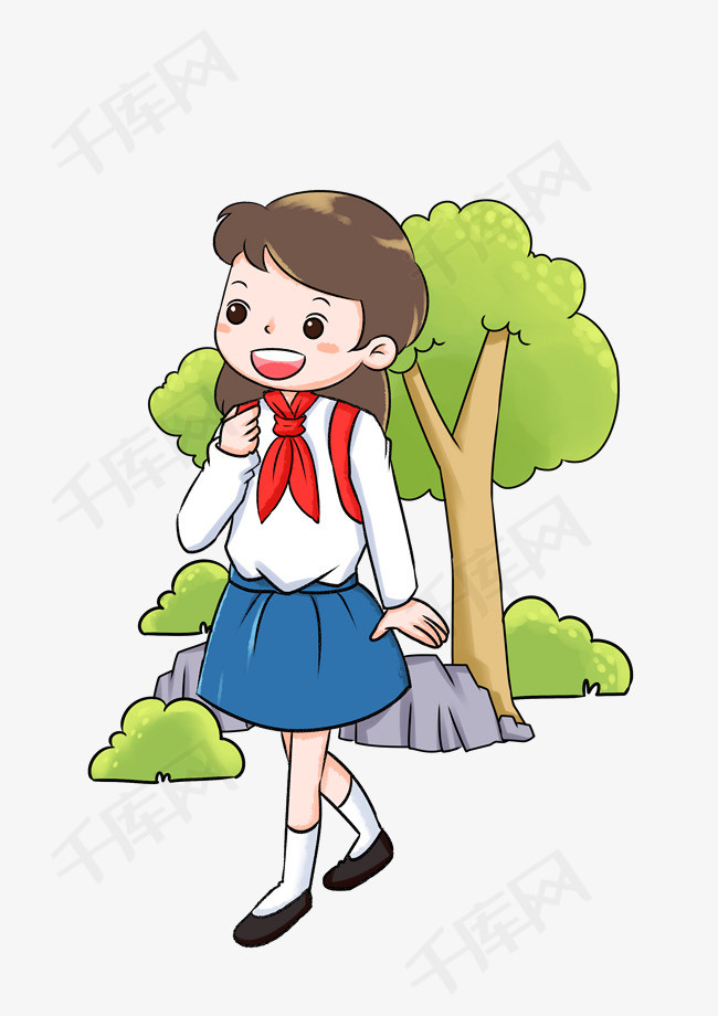 校园系列校服卡通女孩手绘插画