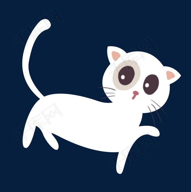 可爱萌宠卡通猫咪白色手绘插画psd