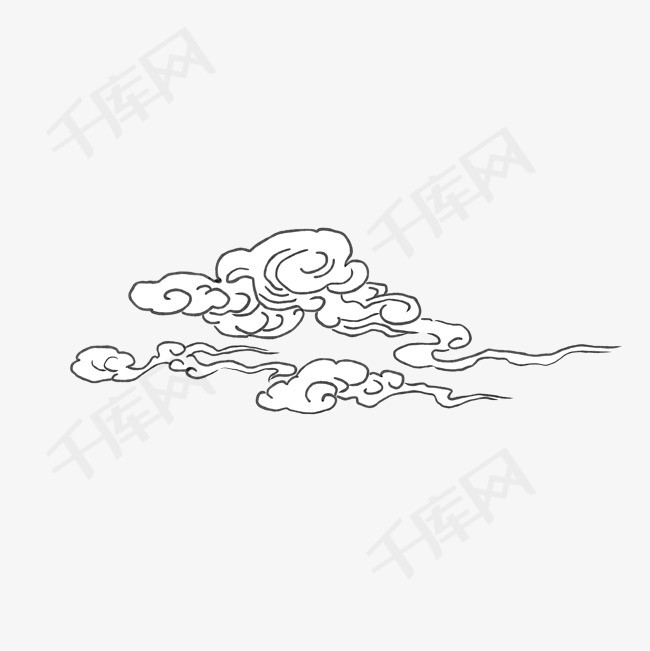 中国风白描祥云元素