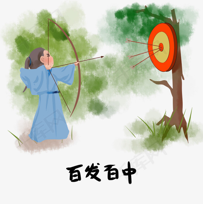 历史典故手绘插画系列之百发百中