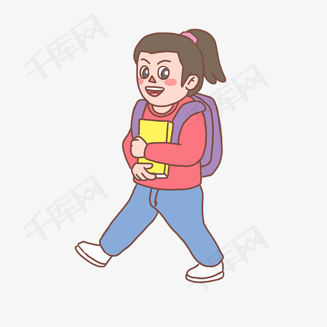 开学季小学生上学途中