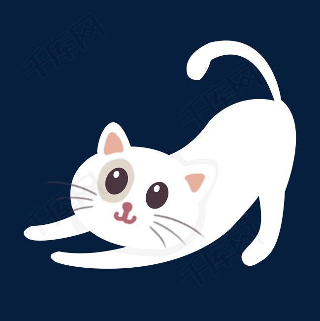可爱萌宠白色猫咪卡通手绘插画psd