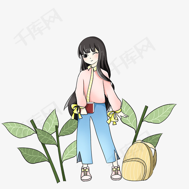 开学季主题女学生卡通人物