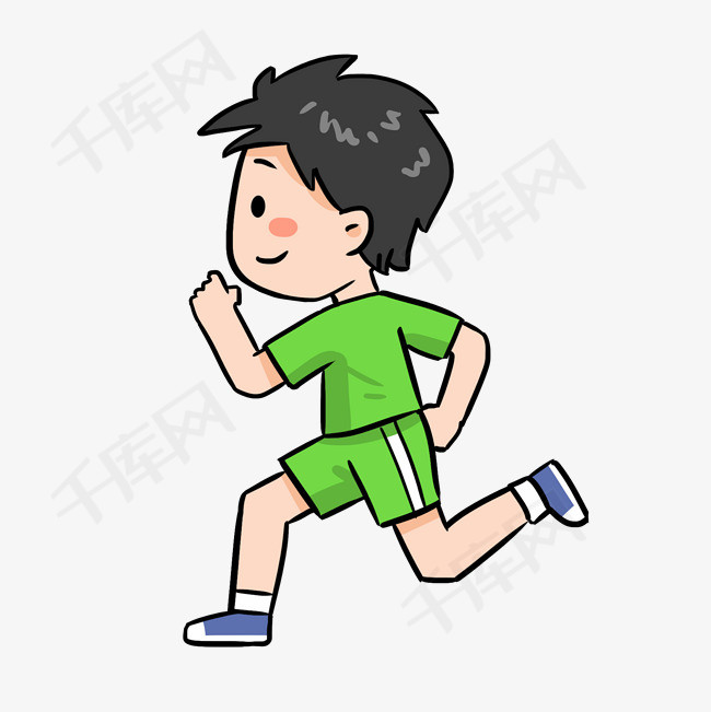 手绘跑步男孩插画手绘卡通跑步男孩插画健身  
