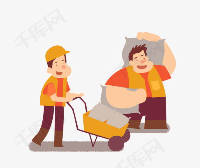 劳动工人之职业主题卡通