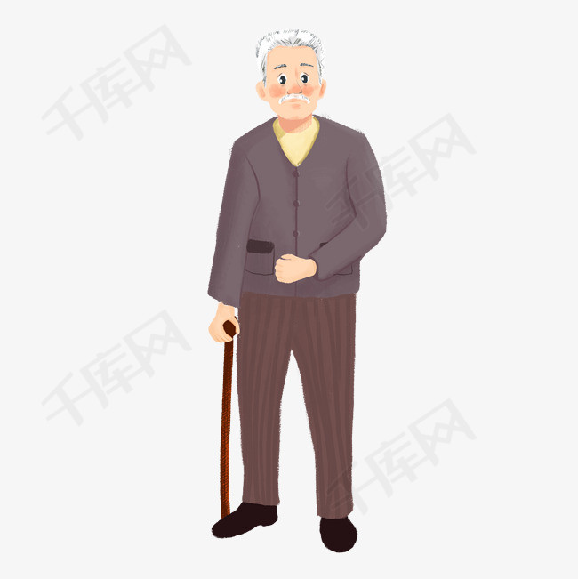 和蔼的老人老爷爷手绘插画