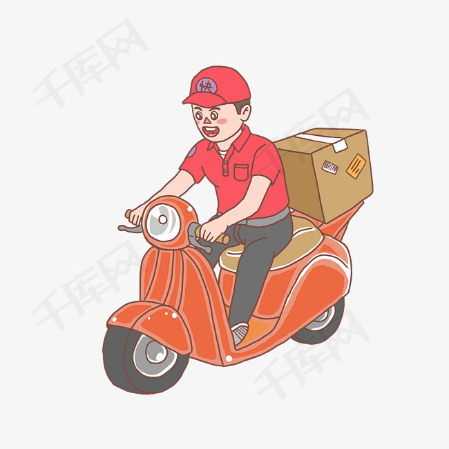 快递物流送货小哥手绘05